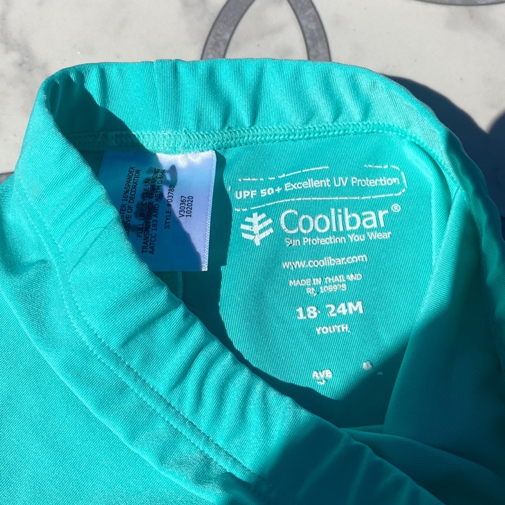 Coolibar UPF 50+ baby wave swim tights 18-24 Months Teal